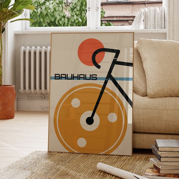 Bauhaus Bicycle Poster , Bauhaus Bike print, Cycling lovers gift, mid-century modern, Bicycle wall art, Retro Cycling prints, Bauhaus prints