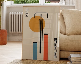 Cartel de bicicleta Bauhaus, impresión de bicicleta Bauhaus, regalo para amantes del ciclismo, moderno de mediados de siglo, arte de pared de bicicleta, impresiones minimalistas, impresiones Bauhaus