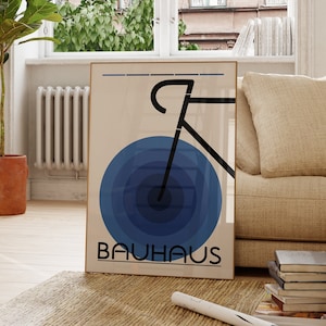 Cartel de la Bauhaus de bicicleta, Vintage de mediados de siglo moderno, Arte de pared imprimible, Retro - Cartel de bicicleta, Impresiones minimalistas, Decoración minimalista del hogar