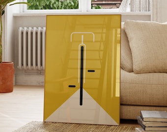 Bicycle Bauhaus Poster , Bike poster, Sports prints, mid-century modern, Gold Bicycle Poster, Cycling lovers gift, Minimalist home decor