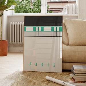 Affiche du métro parisien, rame de métro parisienne, affiche de voyage, art mural minimaliste, cadeau pour les amateurs de voyage, art mural Paris, art urbain, impression Bauhaus