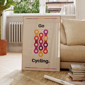 Cartel de bicicleta Bauhaus, Impresión de bicicleta retro, Regalo para amantes del ciclismo, Moderno de mediados de siglo, Arte de pared de bicicleta, Impresiones minimalistas, Citas motivacionales