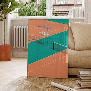 Bauhaus Tennisplatz Druck, Bauhaus Tennis Poster, Mitte des Jahrhunderts modern, Tennis Wandkunst, Retro Kunstdruck, Geschenk für Tennis-Liebhaber.