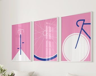 Bike prints, set of 3 bicycle posters, mid-century modern , cycling Wall Art, Retro - Bicycle Poster, Minimalist prints, Cycling lovers gift