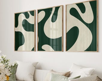 Abstract art prints, set of 3 minimalistic posters, mid-century modern, luxury Wall Art, Retro Art print, lovers gift