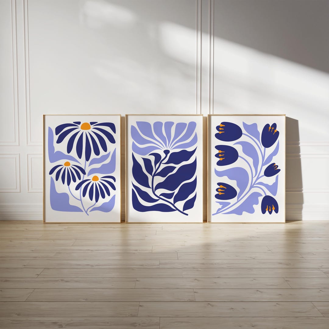 Floral Art , Set of 3 Prints , Gift for Plant Lovers, Botanical Wall ...