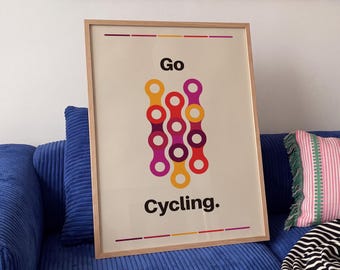 Affiche de vélo rétro, citation motivante sur le cyclisme, art cycliste moderne du milieu du siècle, style Bauhaus (affiche uniquement)