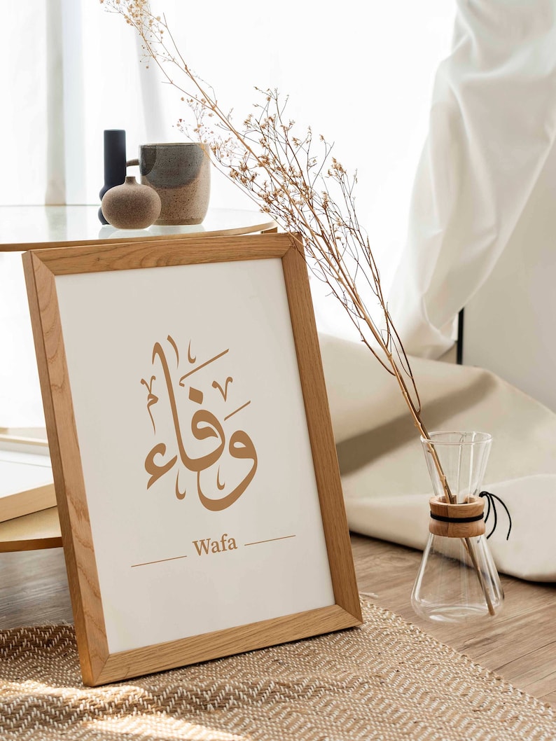 Arabic Calligraphy Custom Name English Definition Printable Wall Art