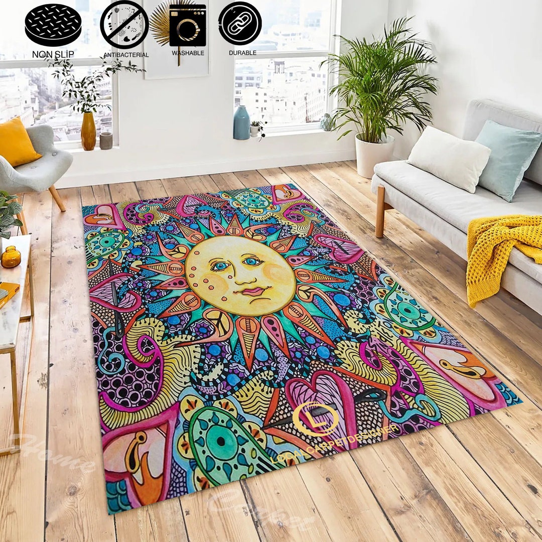Hippie Area Rug /hippie Style Living Room Rug / Hippie Girl Etsy
