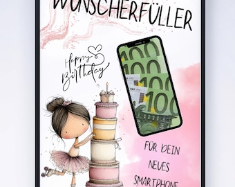 Money Gift Poster Smartphone, Wish Granter Mobile Phone, Printable Gift, Printable Money Gift, Gift for New Mobile Phone, Digital