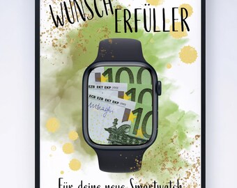 Money Gift Poster for Smartwatch | Printable Voucher | Wish Granter Printable Gift Idea Watch | Digital Download Poster