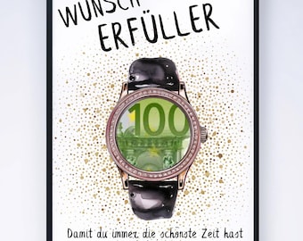 Birthday gift money watch | Birthday gift voucher | Wish fulfiller gift idea watch DIY | Digital download PDF template | Gift