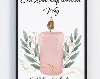 Digital money gift poster for condolences – “A light on your path” – silent sympathy as a printable PDF – Digital download