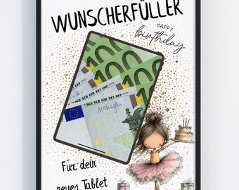 Digital birthday money gift for tablet PCs, computers, and gamers, gift voucher, birthday present, wish fulfiller, download