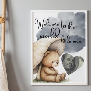 Money Gift Poster for Baby • Welcome to the World • Newborn Gift Printable • Baby Shower Money Holder • Digital Download