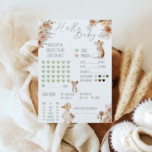 Jeu de devinettes pour bébé | Cartes de conseils pour bébé pour baby shower | Jeu pour femmes enceintes | Jeux pour bébé en allemand | Jeu de baby shower à télécharger