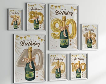 Cadeau en espèces pour un anniversaire | Cadeau d'anniversaire exauçant un vœu | Idée cadeau originale, téléchargement PDF instantané | Affiche pour un anniversaire important