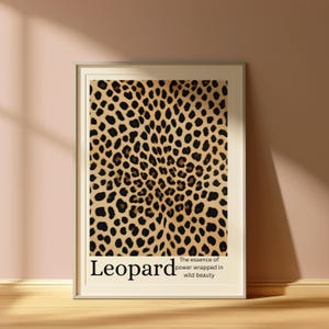 Leopard Wall Art, Leopard Print Poster, Preppy Typography Above Bed Bedroom Wall Decor, Aesthetic Trend Photography Definition Print