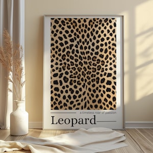 Leopard Wall Art, Leopard Print Poster, Preppy Typography Above Bed Bedroom Wall Decor, Aesthetic Trend Photography Definition Print