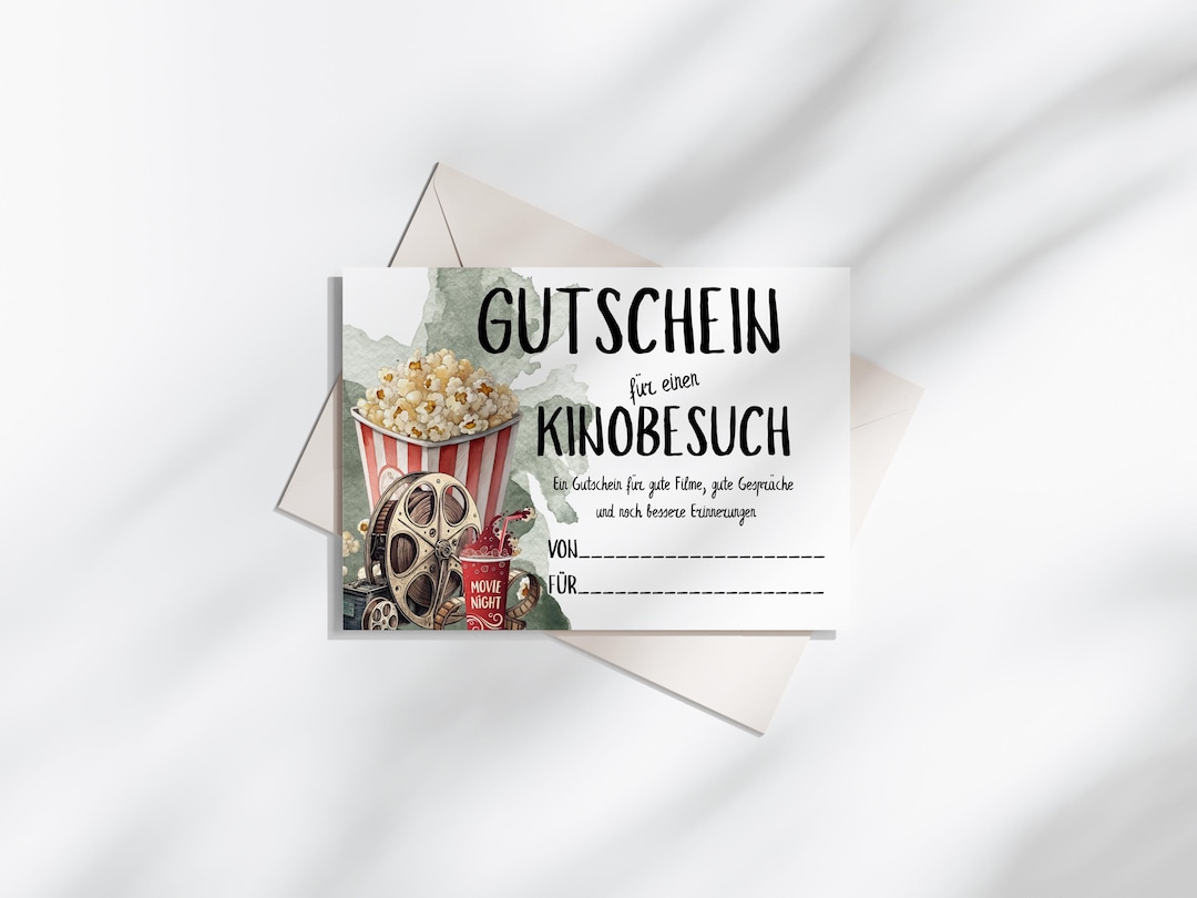 Movie Inv Card Cinema Voucher | Printable Cinema Voucher Template | Gift Idea for a ...