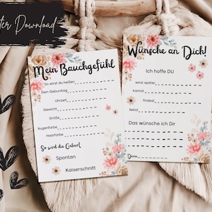 Jeu de devinettes pour bébé | Cartes de conseils pour bébé pour baby shower | Jeu pour femmes enceintes | Jeux pour bébé en allemand | Jeu de baby shower à télécharger