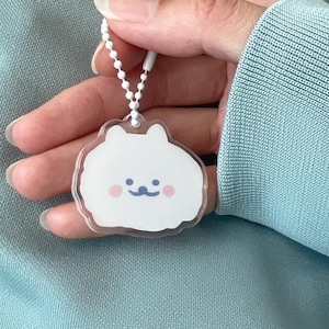 Starry Forest Cute Samoyed Dog keychain, animal keyring, small acrylic pet keychain, cartoon white dog keychain, Kawaii dog Lover Gift