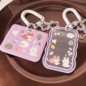 Sternenwald Orange Katze Schaf Ausweishalter mit Schlüsselband, durchsichtiger Kartenhalter, Lehrer Schlüsselband, Plastik niedliches Lehrer lila Accessoire