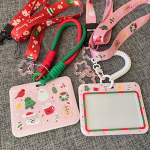 Weihnachten Ausweishalter mit Schlüsselband, niedlicher Kartenhalter, Lehrer Schlüsselband Accessoire, horizontaler Ausweishalter mit Schlüsselbund, Geschenk für sie