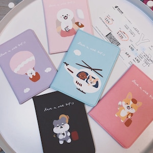 Lindo porta pasaporte, funda de cuero para pasaporte, estuche para pasaporte para perros, portatarjetas de vacunación, billetera de viaje con diseño original y adorable, regalo, rosa