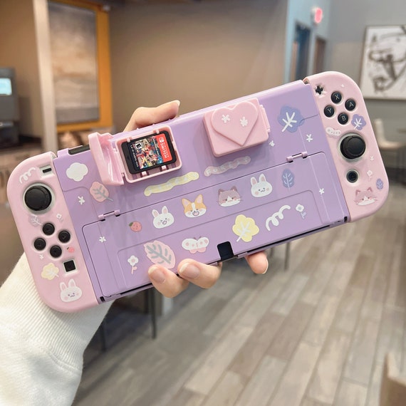 Starry Forest Cute Bunny Cat Switch OLED Case With Game Card Boxes