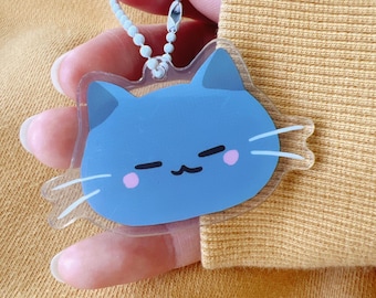 Sterrenbos schattige blauwe kat sleutelhanger, sleutelhanger dieren, kleine acryl huisdier sleutelhanger, sleutelhanger cartoon stijl, kawaii kattenliefhebber cadeau