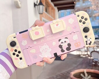 Starry Forest Cat Panda Cute Nintendo Switch Oled Case With Game
