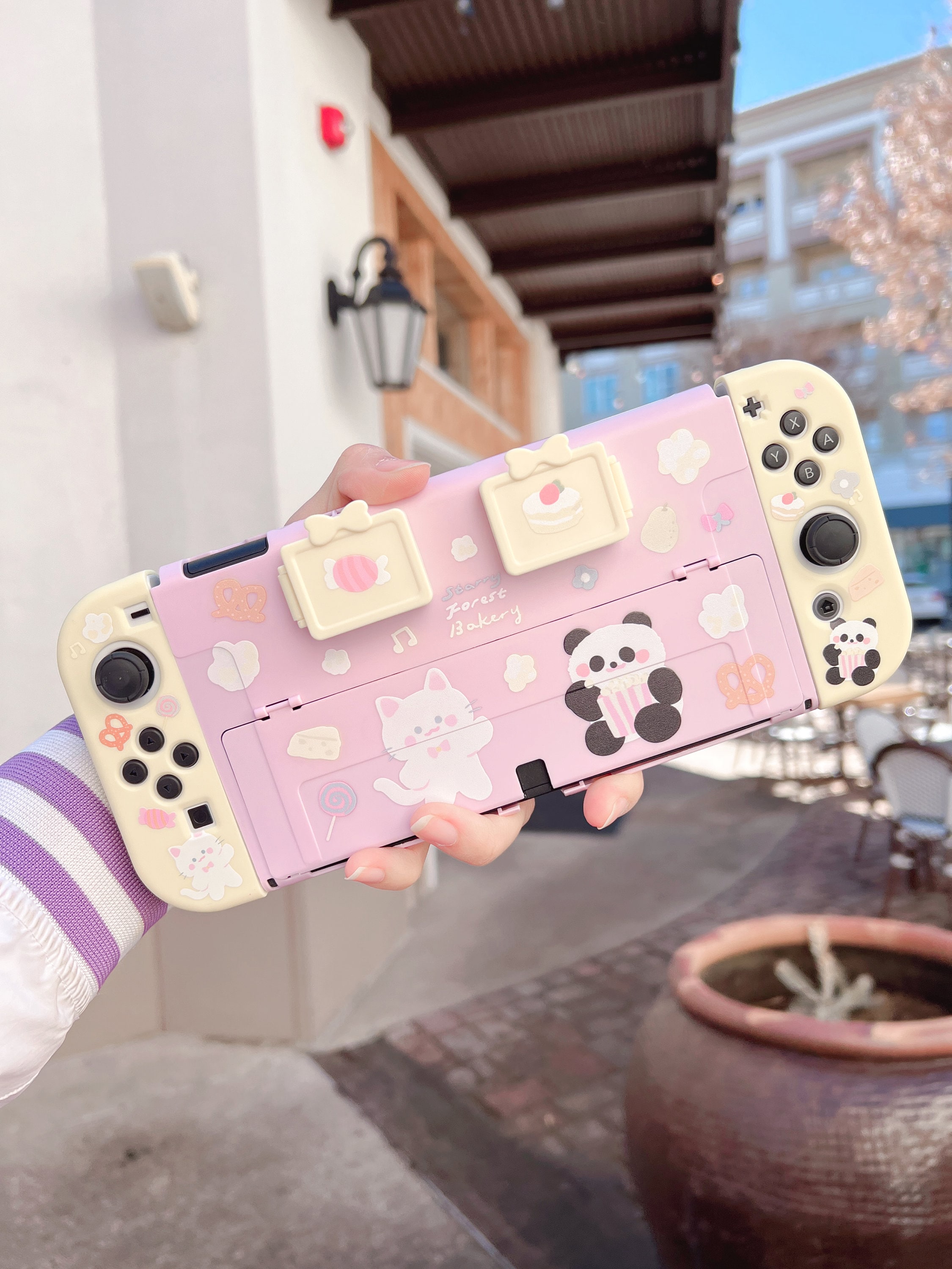 Starry Forest Cat Panda Cute Nintendo Switch Oled Case With Game