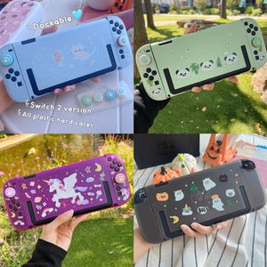 Starry Forest Case for Switch 2, Cute hard plastic Nintendo switch 2 shell, Kawaii Switch cover skin accessories, pink purple cat dog case image 2