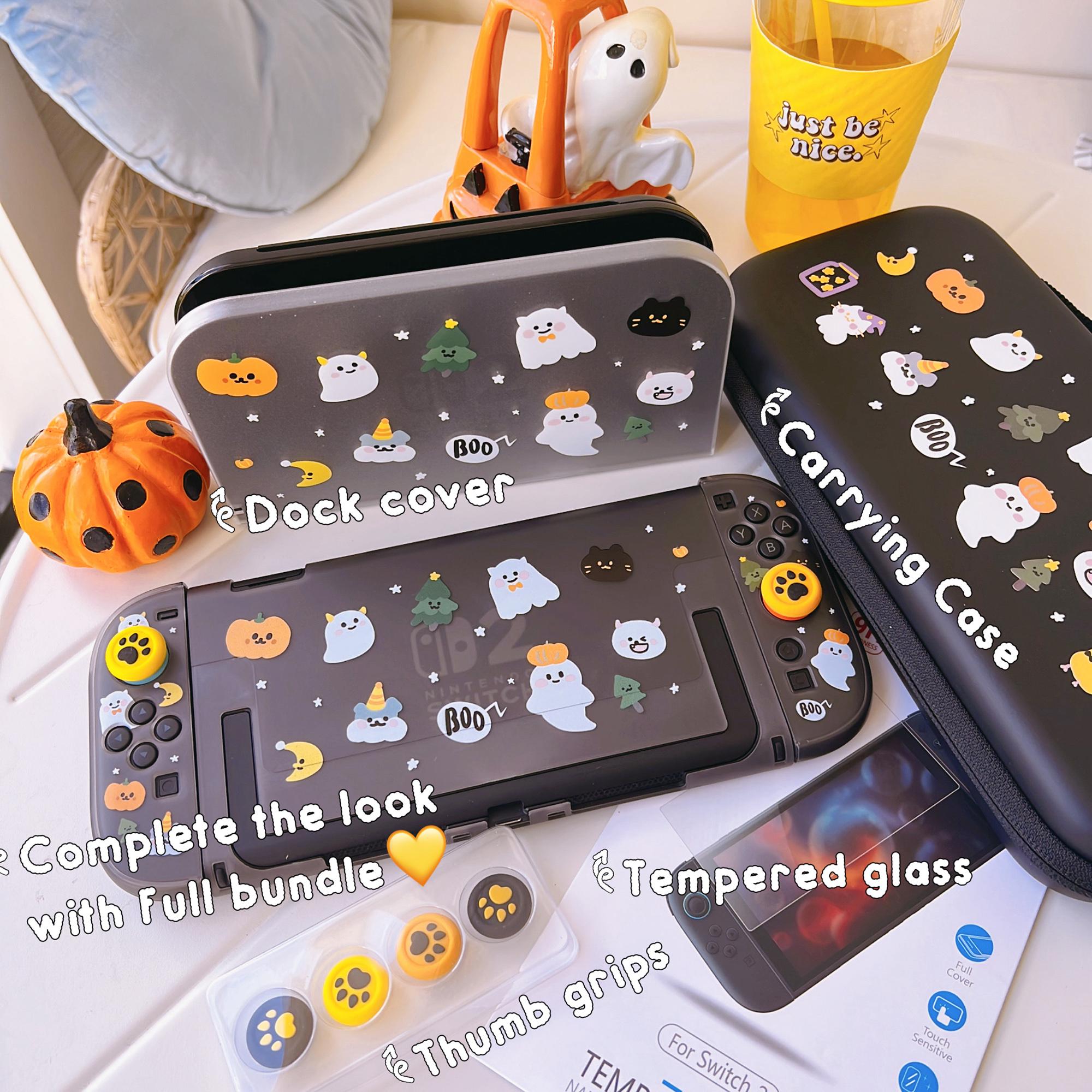 Starry Forest Halloween Case for Nintendo Switch 2, Cute Black Boo