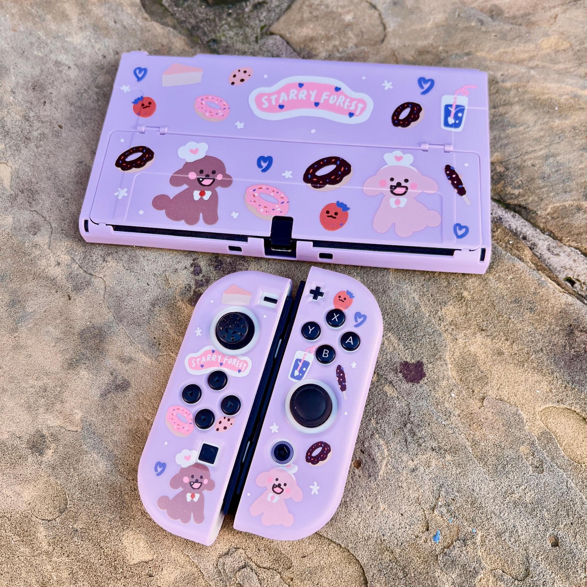 Starry Forest Poodle Bakery Case for Nintendo Switch, Cute Purple