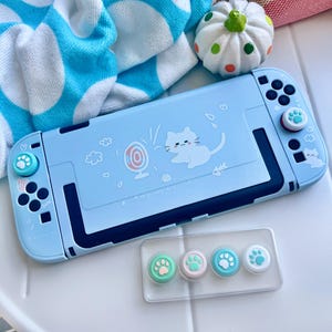 Starry Forest Breezy Cat Nintendo Switch 2 case, kawaii Switch OLED cover, soft blue switch shell cover skins accessories TPU