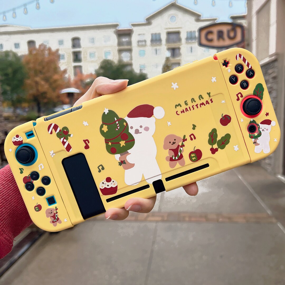 かわいいクリスマスのシロクマとプードルのNintendo Switch OLEDケース