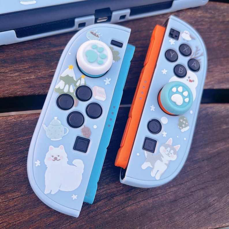 Starry Forest Cute Christmas cases for Switch 2 joycon, Soft kawaii switch Oled joycon skin shell, tpu clear nintendo joy-con pink cover image 4