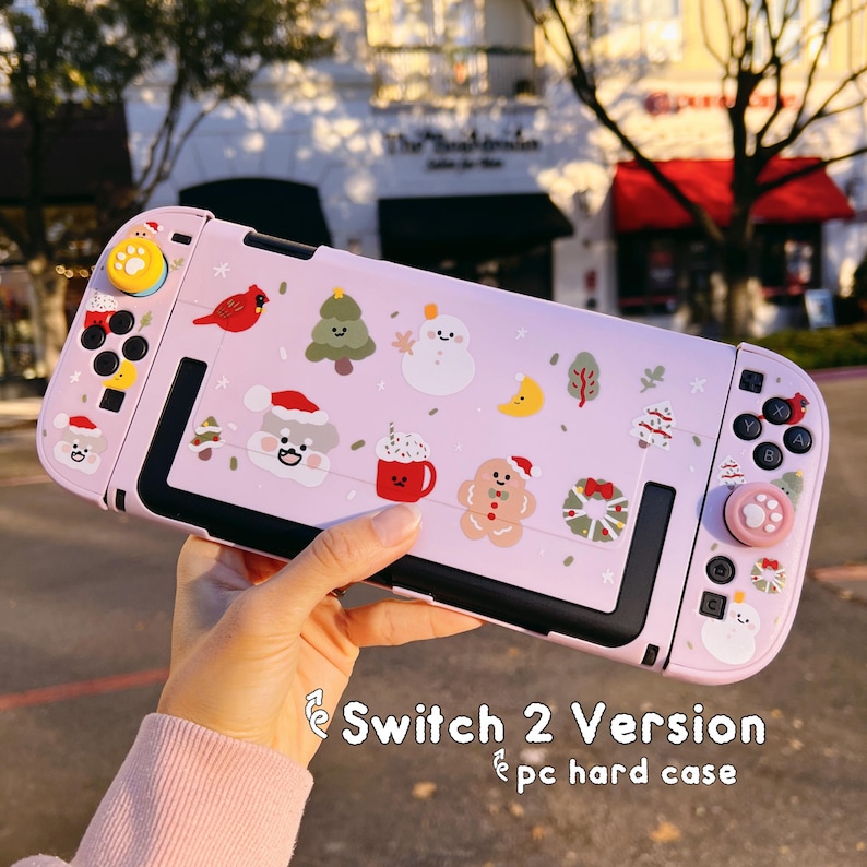 Starry Forest Cozy Christmas Hülle für Nintendo Switch 2, Pinke Switch Oled Zubehör, niedliche kawaii Hülle für Nintendo, Geschenk für Gamer For Switch 2