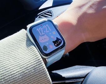 Starry Forest Cat Rabbit Apple Watch band,cute iwatch band for 4/5/6/SE/7/8/9/10 series, kawaii band for Apple 38/40/41/42/44/45/46/49mm
