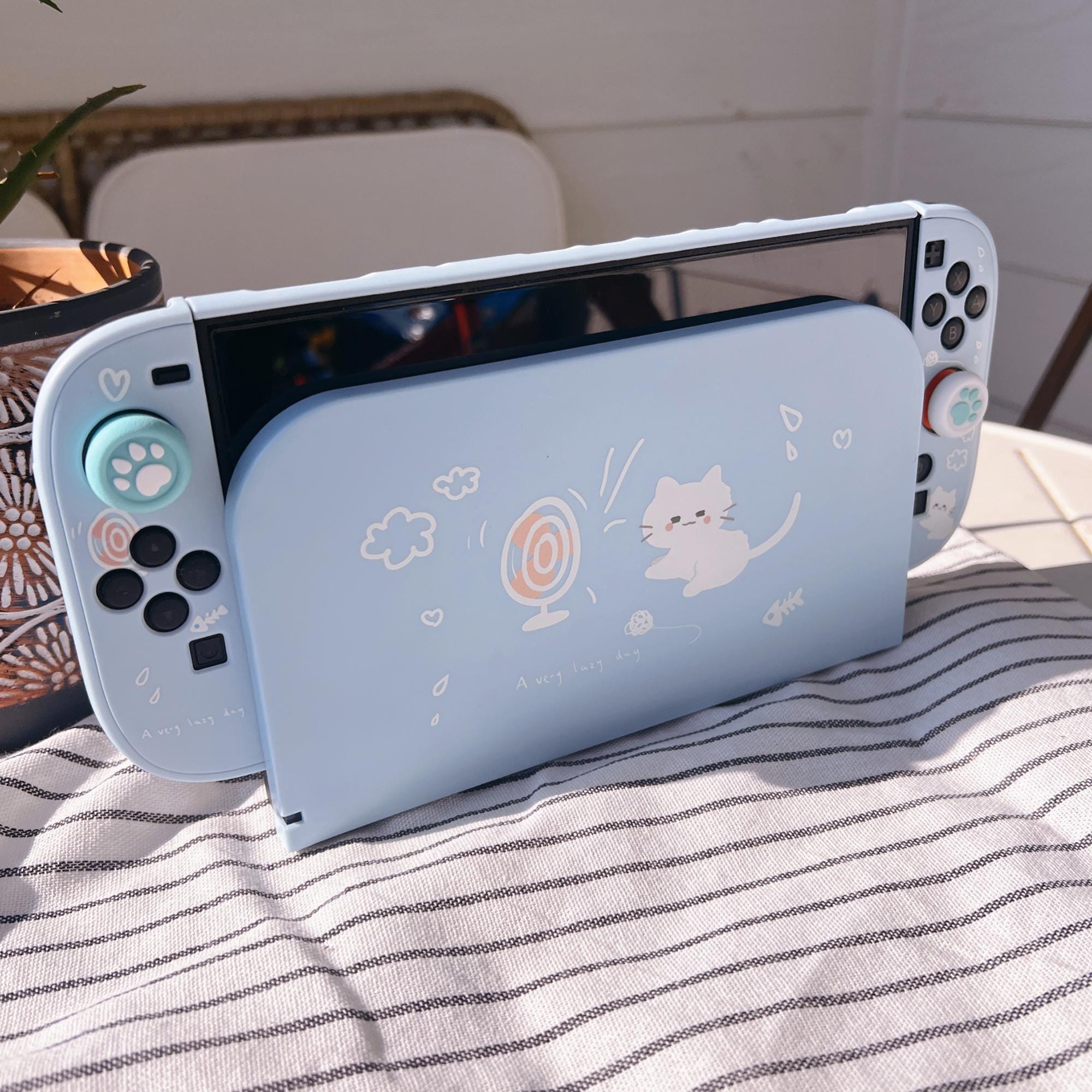 Starry Forest Breeze Cat Case for Nintendo Switch 2, Cute Blue