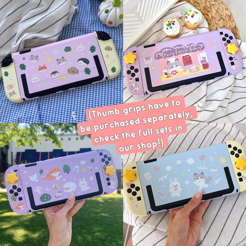 Starry Forest Case for Switch 2, Cute hard plastic Nintendo switch 2 shell, Kawaii Switch cover skin accessories, pink purple cat dog case image 5