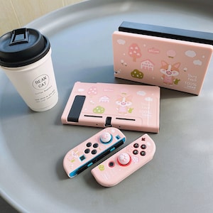 Starry Forest Corgi Farm Cute Nintendo Switches Accessories, kawaii switch oled case, switch dock cover, pink switch skins shell