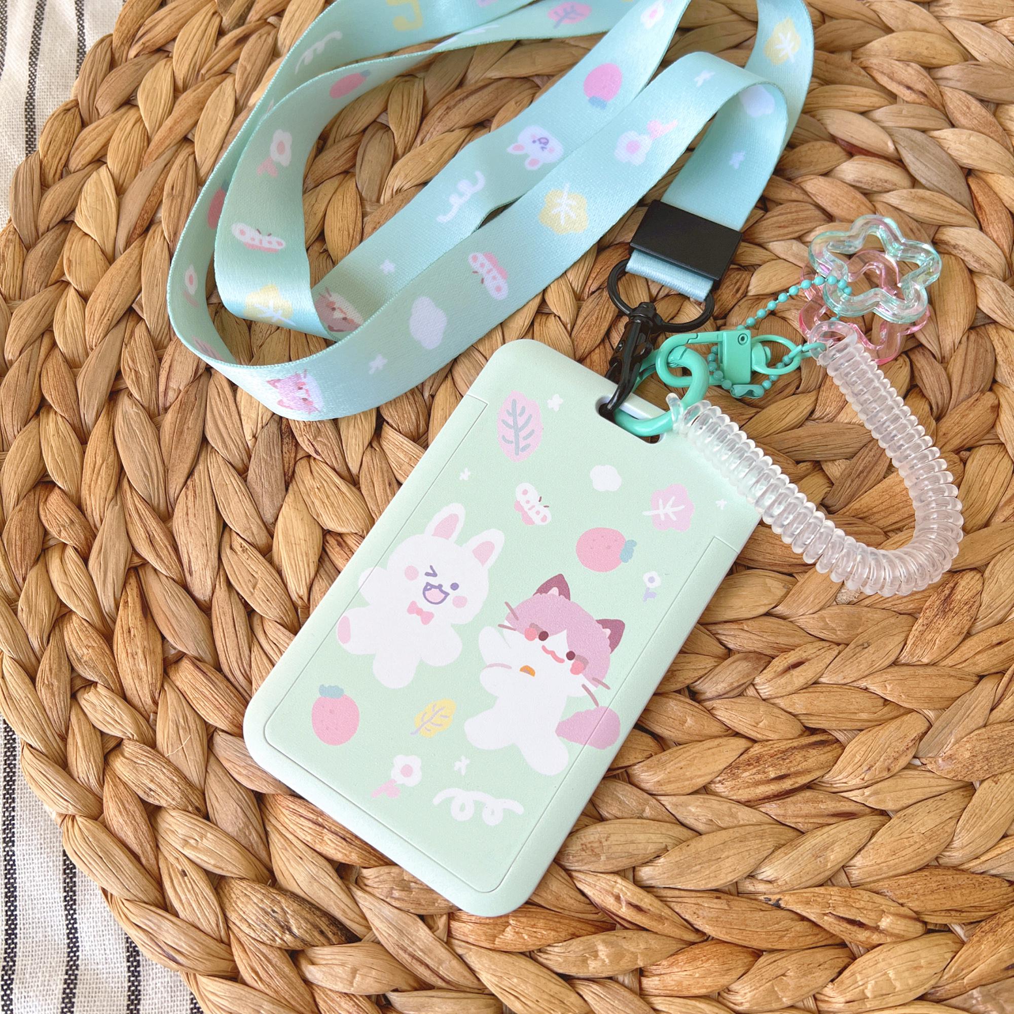 EOGOW ID Badge Holder With Lanyard,Mushroom And Moon Theme