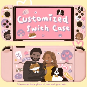 Custom Case of You and Your pets for Nintendo Switch/Oled/lite, Personalized switch accessories, Original design kawaii cute cover shell