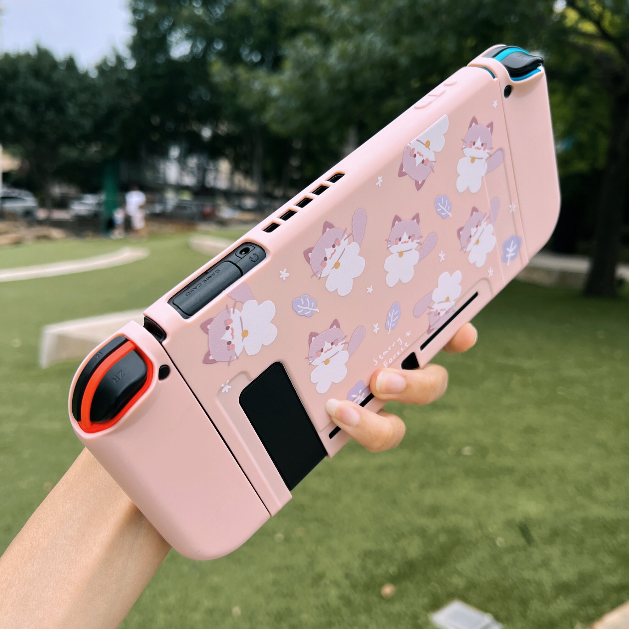 Starry Forest Cat Bunny Print Case for Nintendo Switch 2, Switch