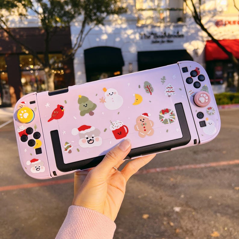 Starry Forest Cozy Christmas Hülle für Nintendo Switch 2, Pinke Switch Oled Zubehör, niedliche kawaii Hülle für Nintendo, Geschenk für Gamer Bild 1