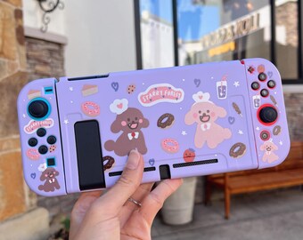 Nintendo Switch用Starry Forest Poodle Bakeryケース、かわいい紫色の
