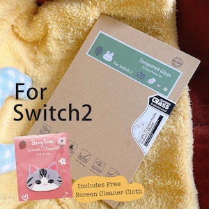 Starry Forest Switch 2 Tempered Glass Screen Protector includes Cat Dog Screen Cleaner Sticker Cloth, cute Switch oled accessories